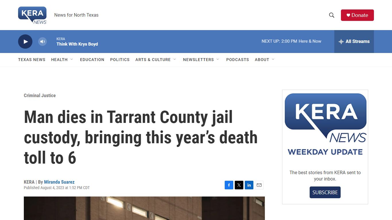 Man dies in Tarrant County jail custody, bringing this year’s death ...